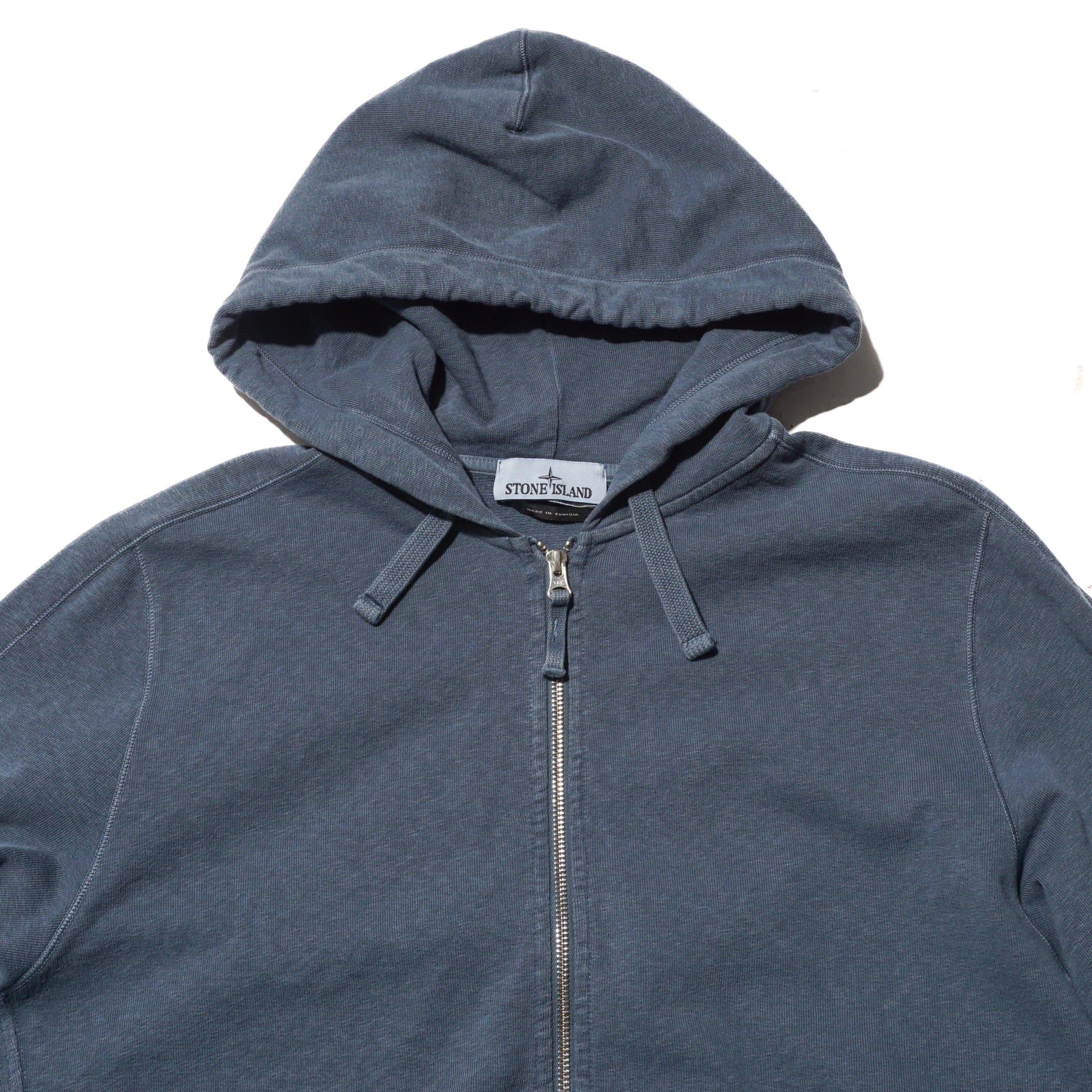 ‘OLD’ TREATMENT HOODED FULL ZIPPER SWEATSHIRT "DARK BLUE" - PLG