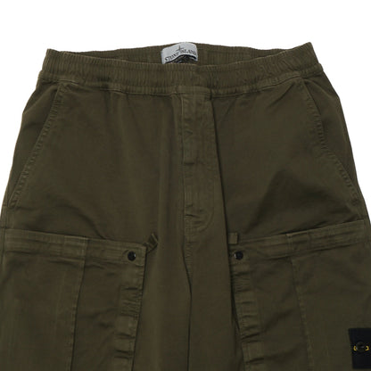 BROKEN TWILL COTTON CARGO PANTS "OLIVE" - PLG