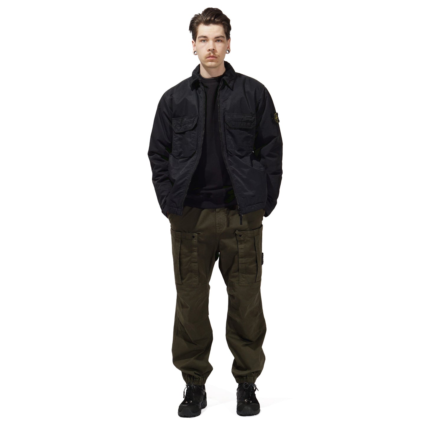 BROKEN TWILL COTTON CARGO PANTS "OLIVE" - PLG